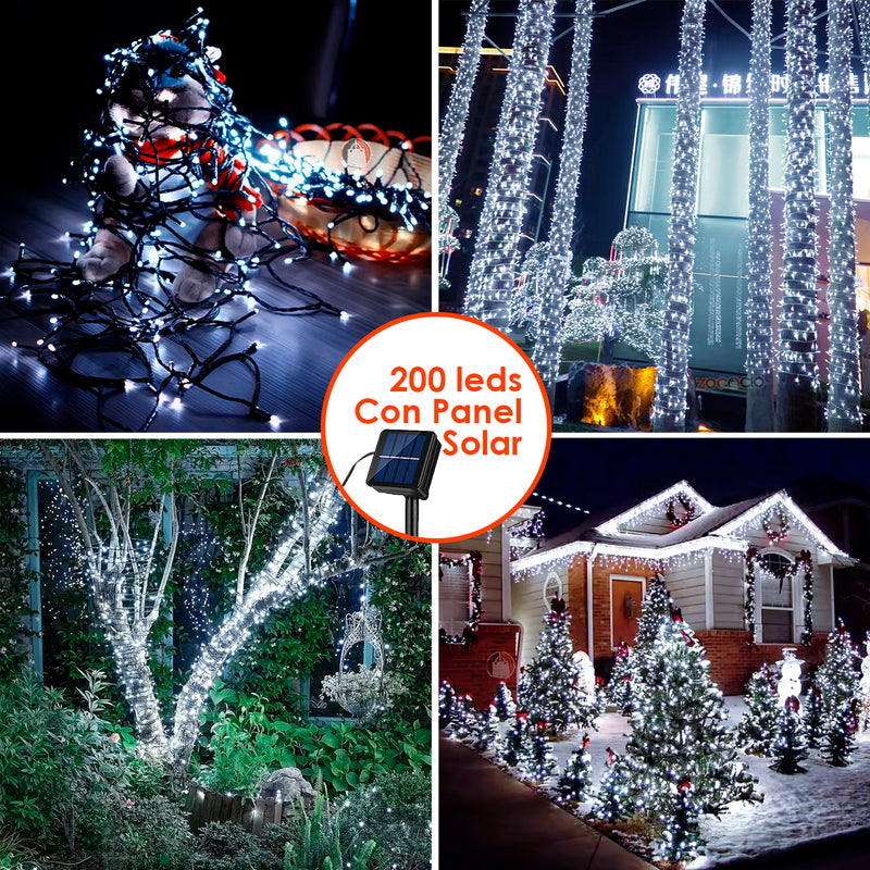 🎄LUCES LED 20M + PANEL SOLAR + CONTROL✨