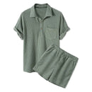 Conjunto Masculino de Terciopelo Camisa Polo + Shorts