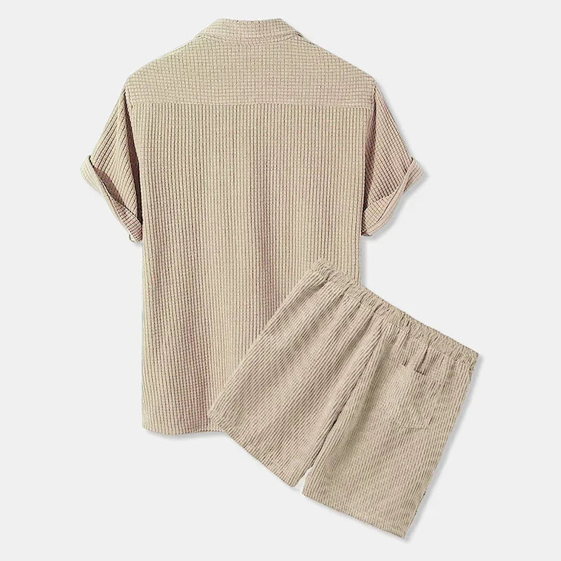 Conjunto Masculino de Terciopelo Camisa Polo + Shorts