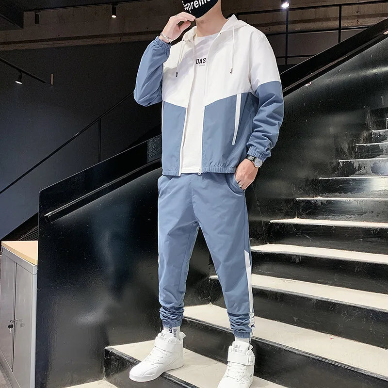Conjunto Deportivo Masculino con Chaqueta y Pantalón Bicolor